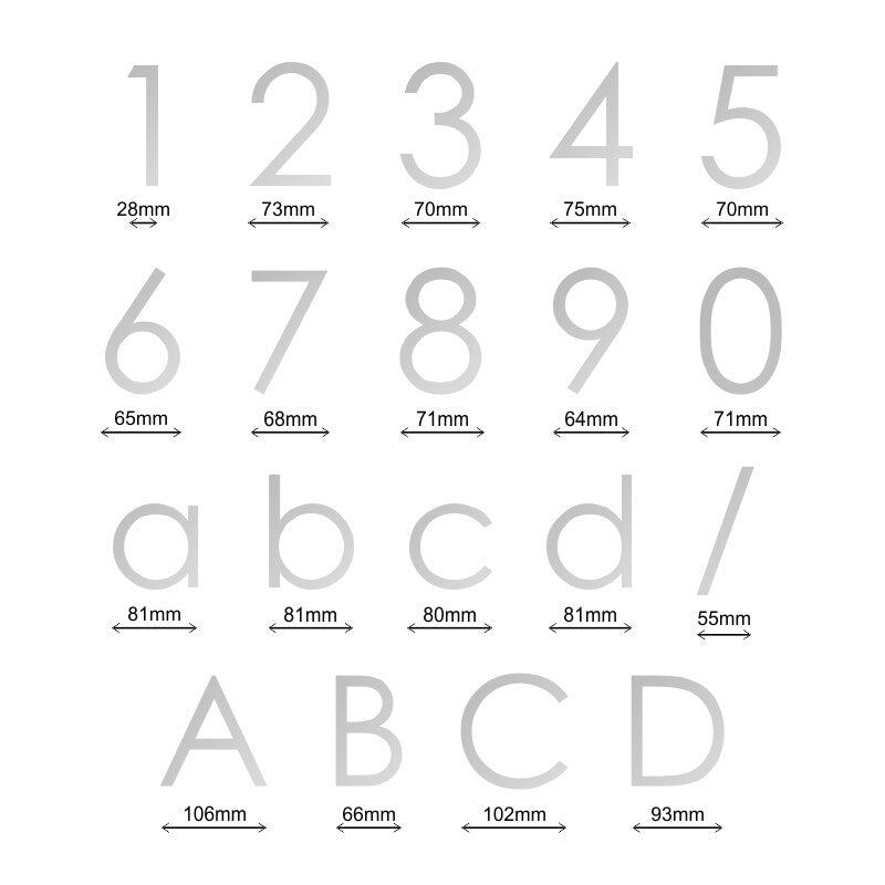 Decal Sticker House Numbers 110mm - Silver