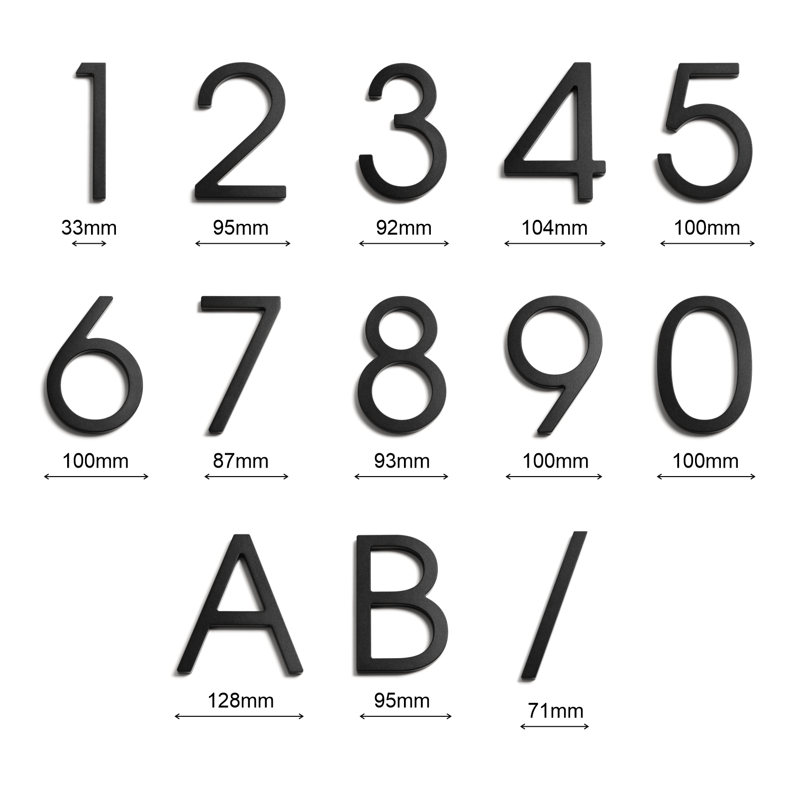 Stick on Slim Aluminium House Numbers 150mm - Black