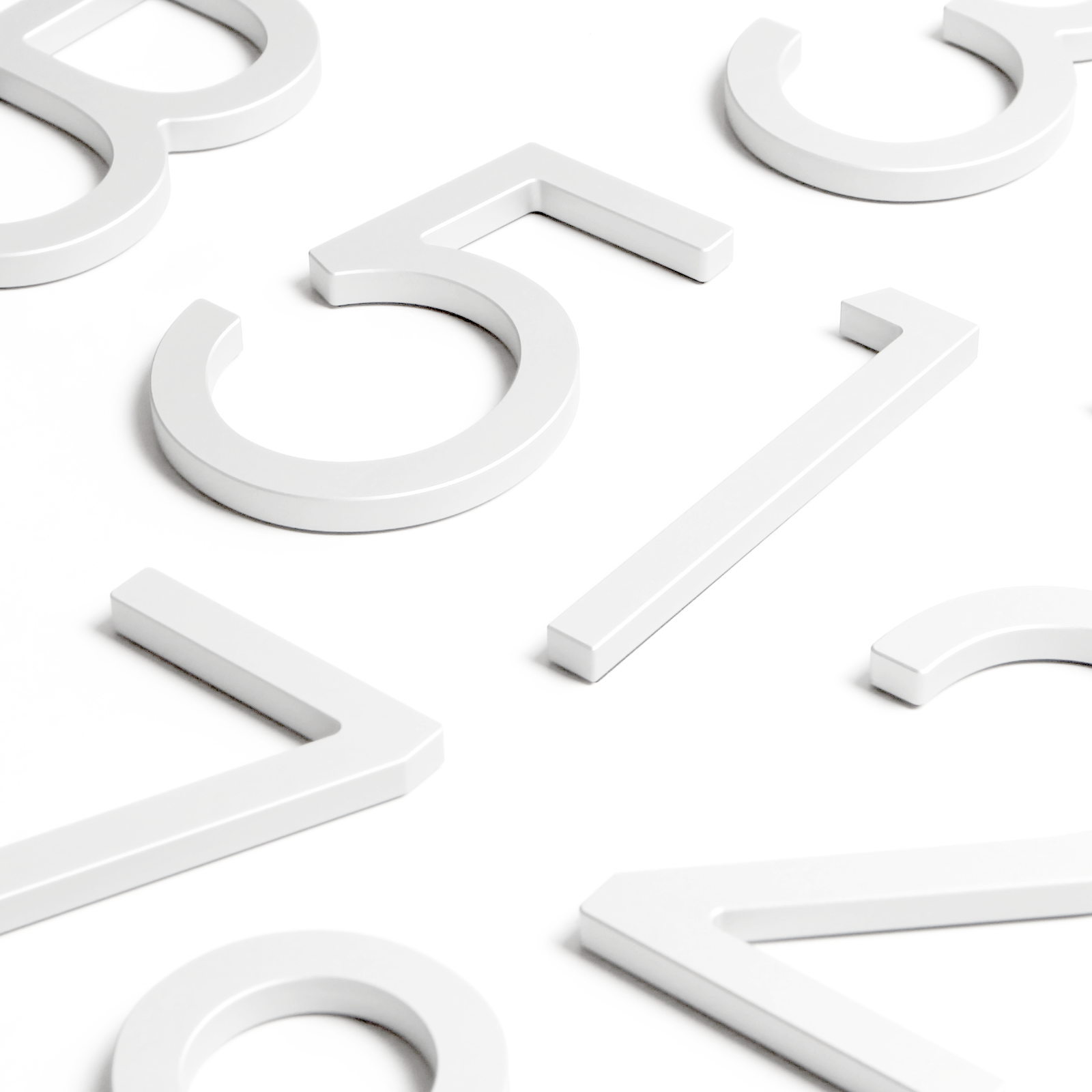 Stick on Slim Aluminium House Numbers 150mm - White