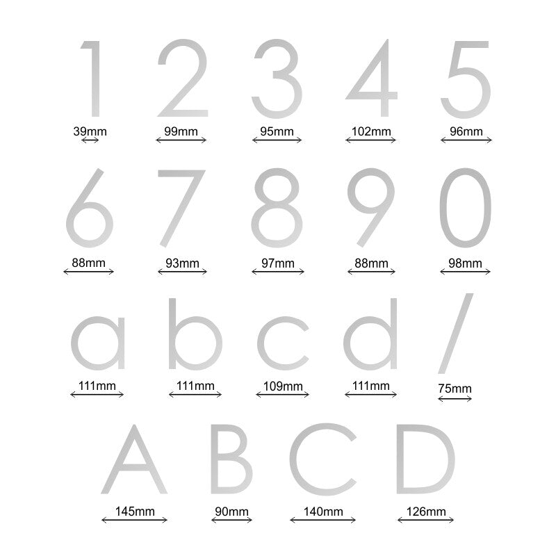 Decal Sticker House Numbers 150mm - Silver