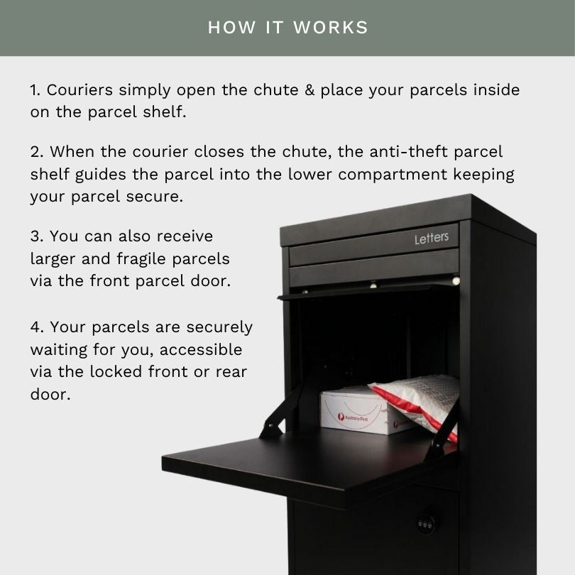 Parcel Pal 2 Pillar Letterbox - Black/Merbau