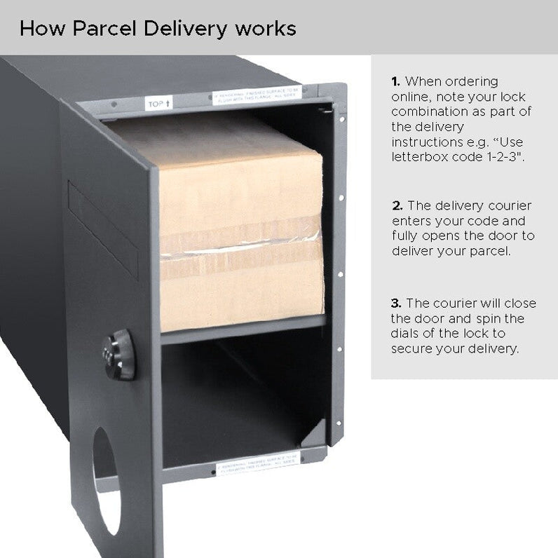 Monza Parcel Fence Letterbox - Charcoal