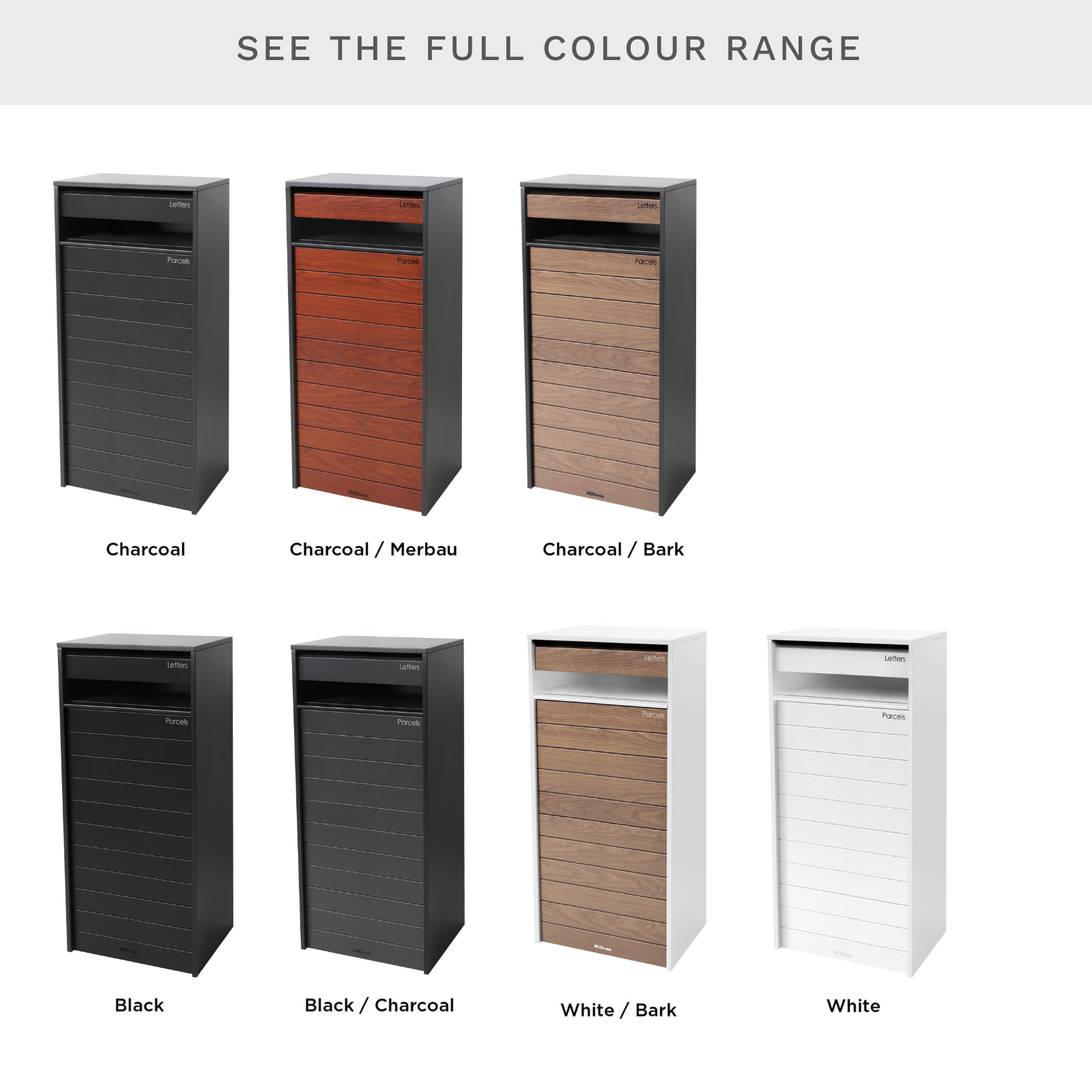 Hamilton Wide Parcel Pillar Letterbox - Charcoal/Bark