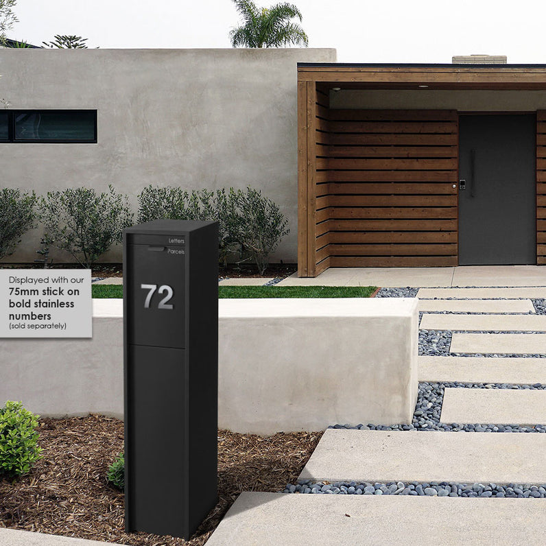 Austin Parcel Pillar Letterbox - Black