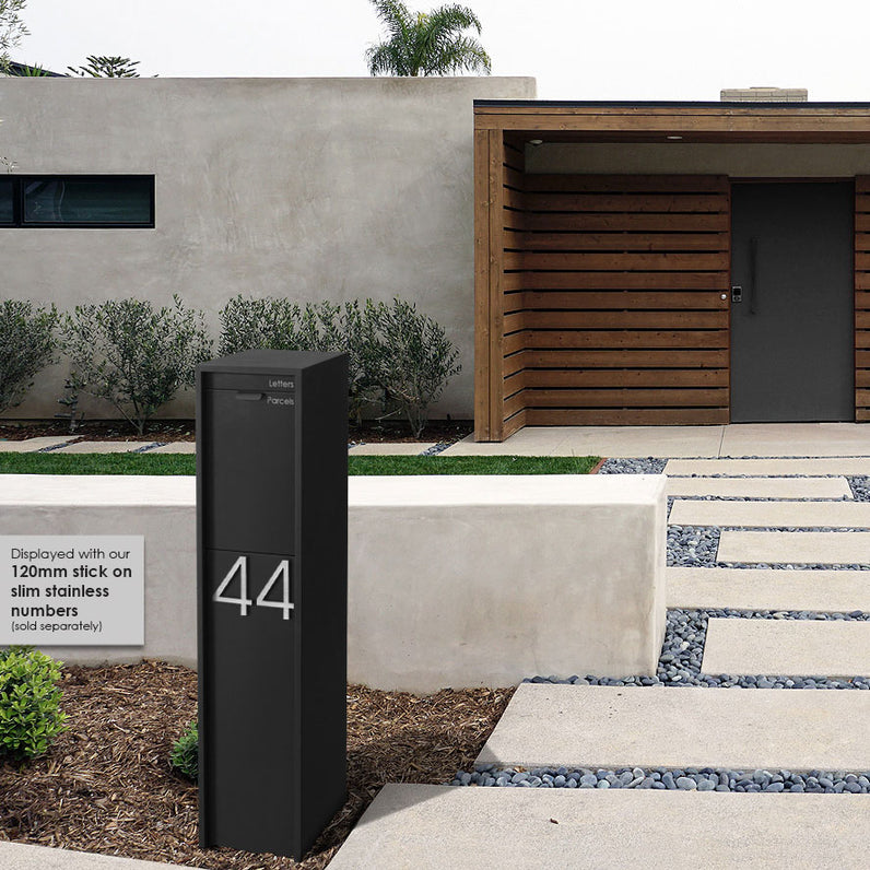 Austin Parcel Pillar Letterbox - Black