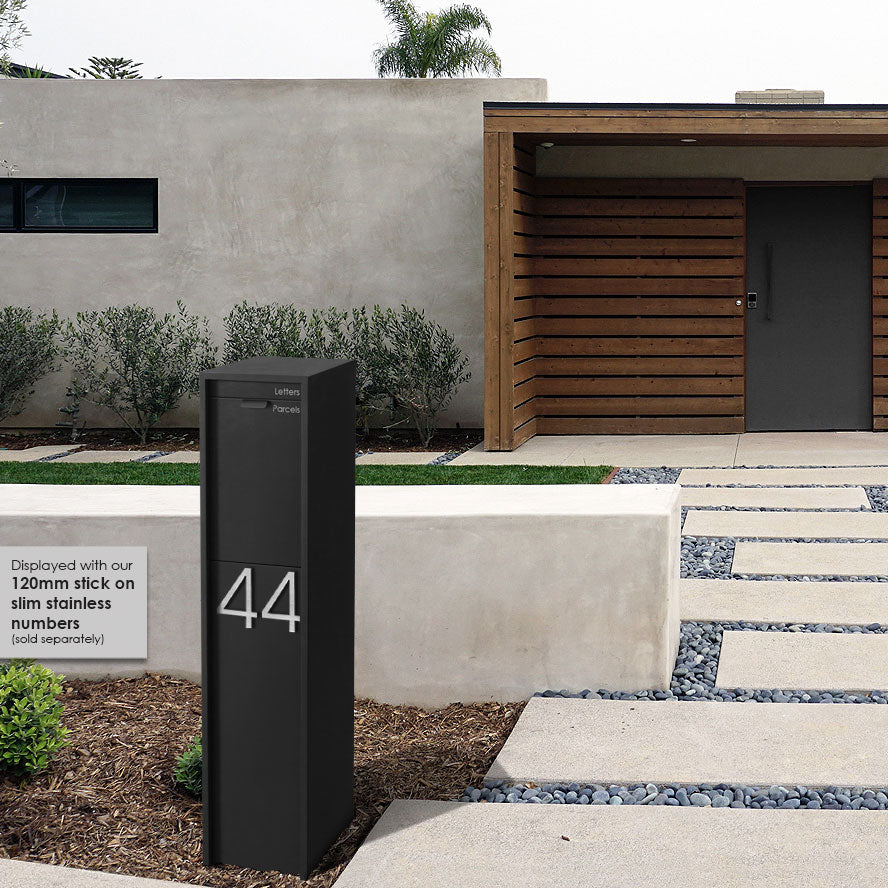 Austin Parcel Pillar Letterbox - Black