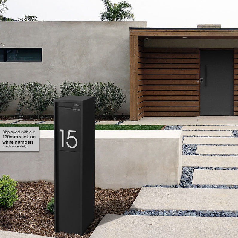 Austin Parcel Pillar Letterbox - Black