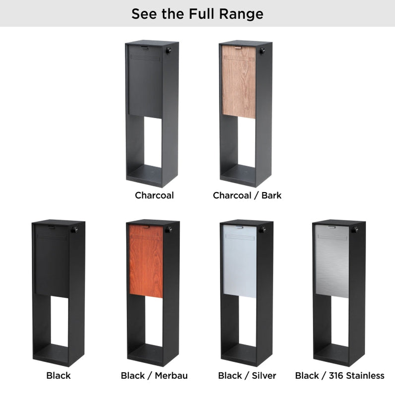 Vienna Parcel Pillar Letterbox - Charcoal/Bark