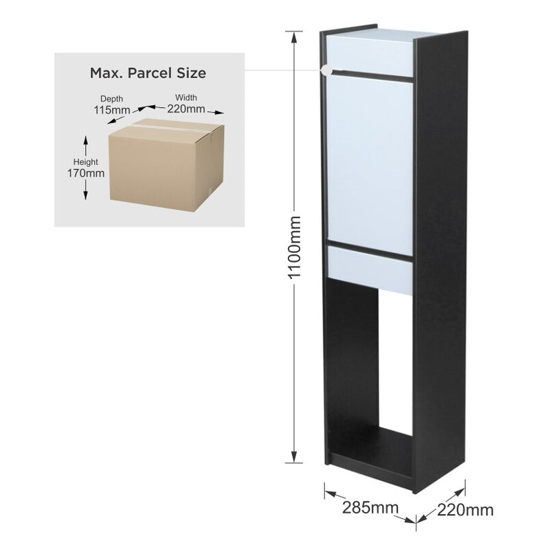 Lisbon Parcel Pillar Letterbox - Silver