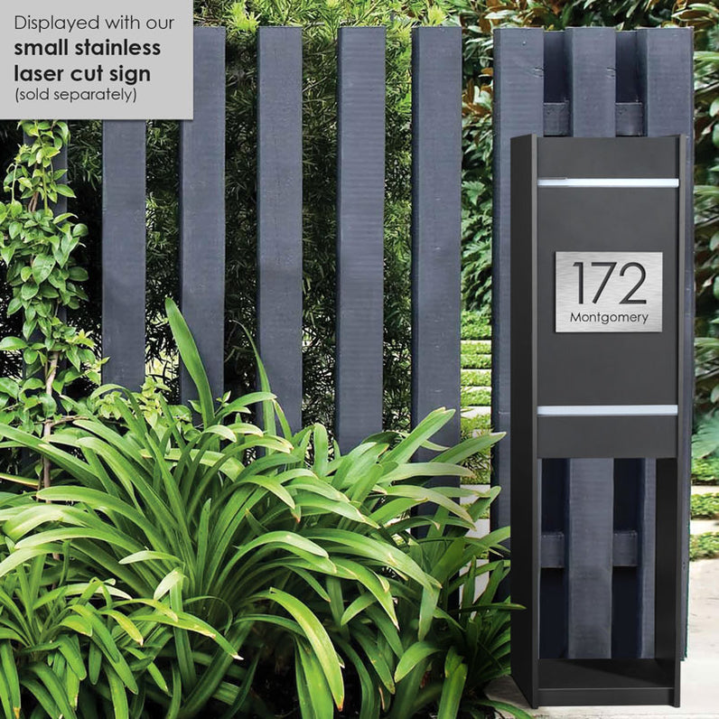 Lisbon Parcel Pillar Letterbox - Black