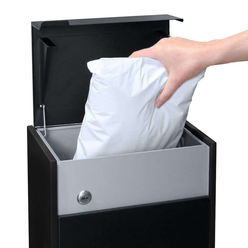 Lisbon Parcel Pillar Letterbox - Black