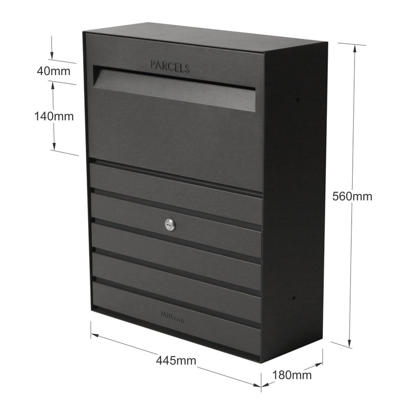 Florence Parcel Large Wall Mount Letterbox - Charcoal/Merbau