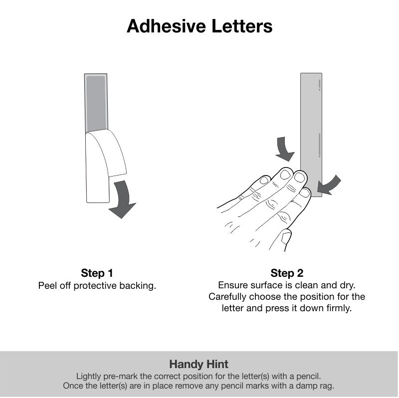 Stick on Medium Letters 50mm - Stainless Steel