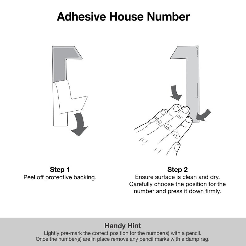 Stick on Slim House Numbers 75mm - Stainless Steel