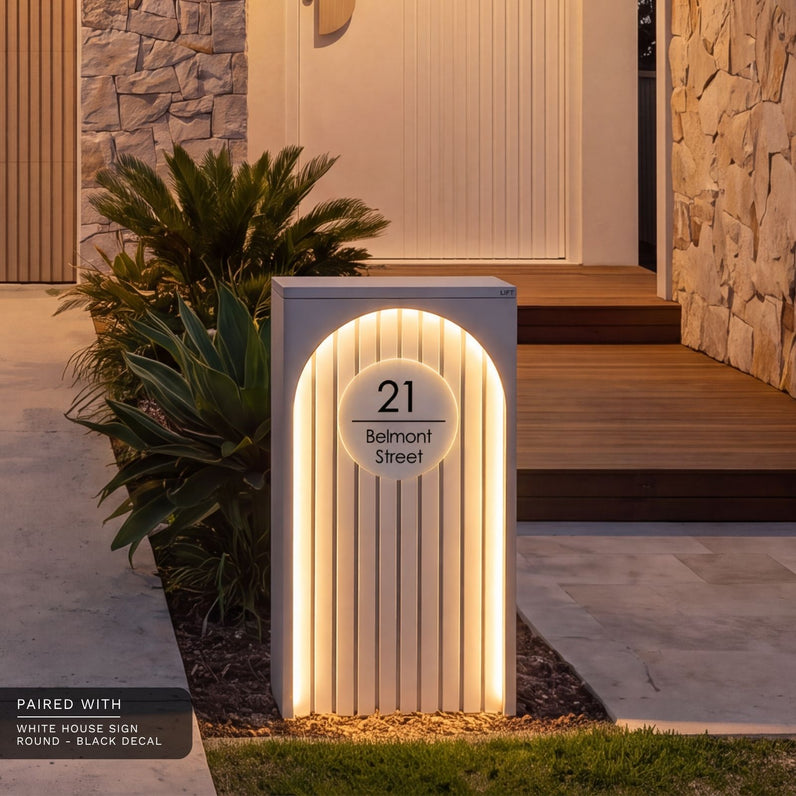 Cove Solar - White Parcel Pillar Letterbox