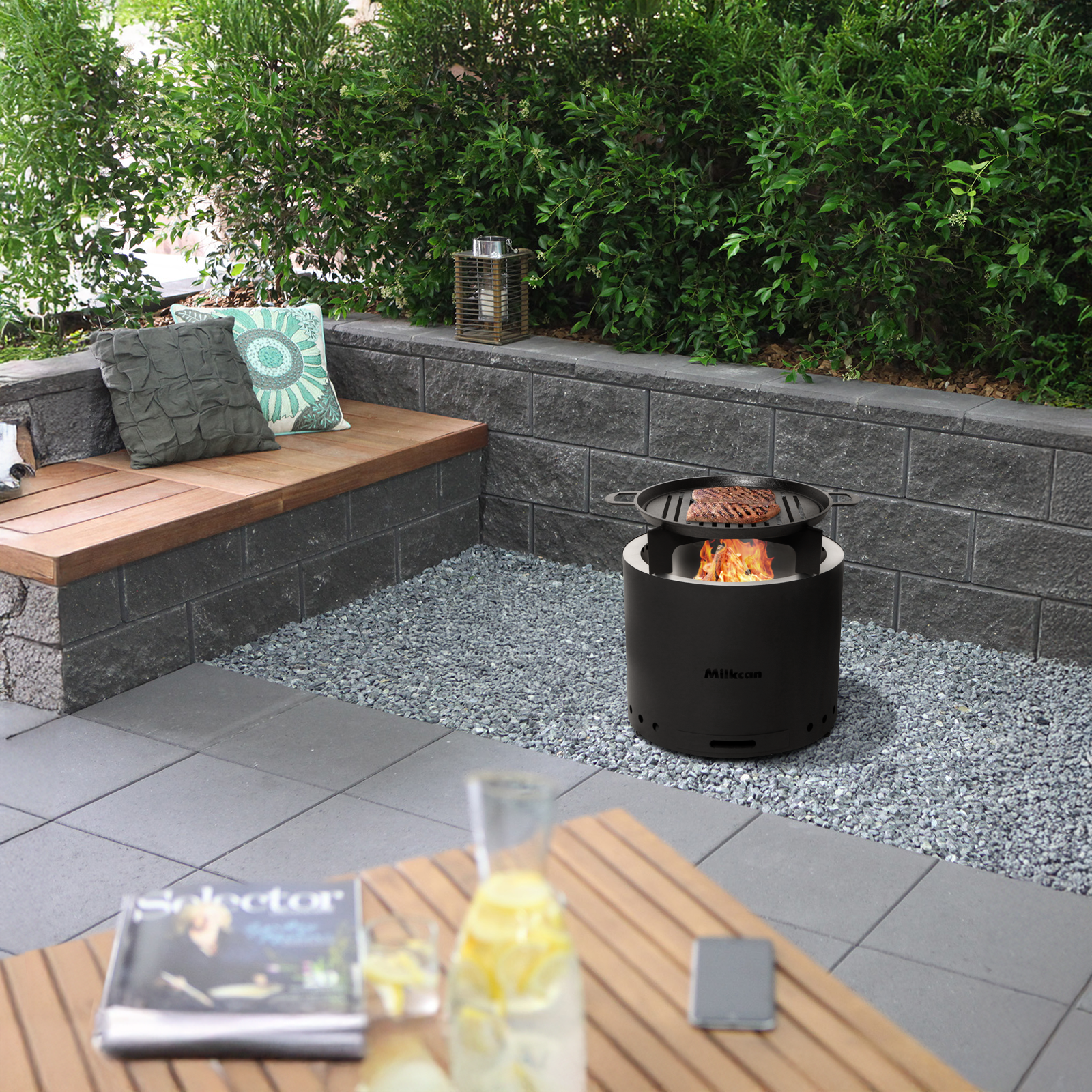 Sahara Fire Pit Cast Iron Grill