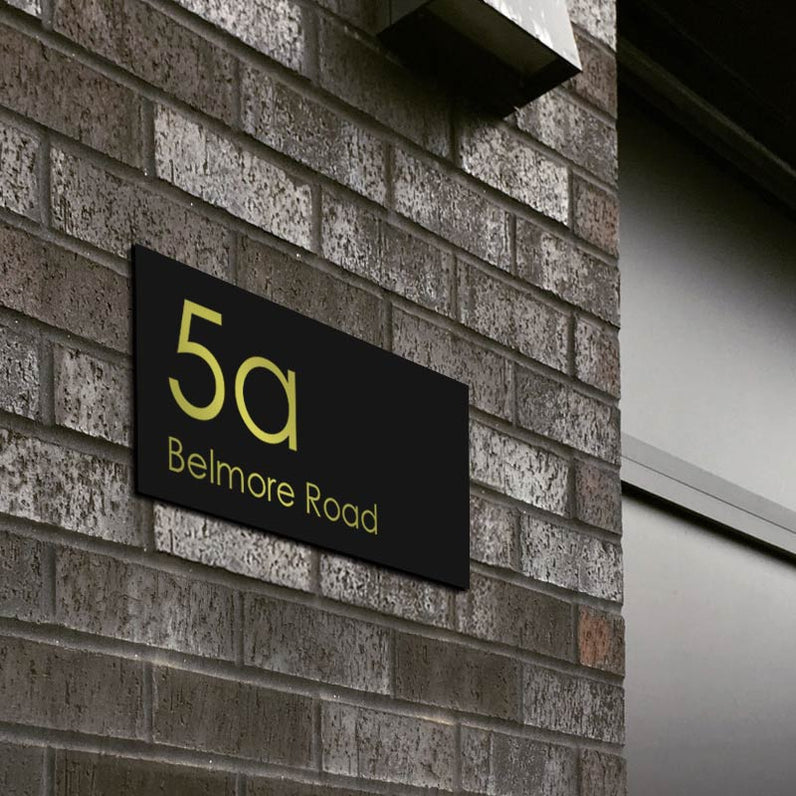 Black Custom House Sign Large - Gold Decal