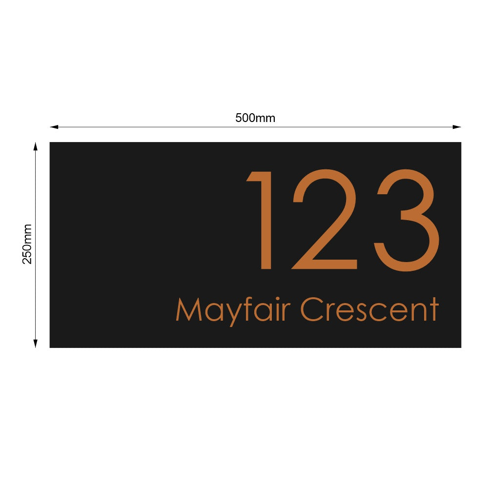 Black Custom House Sign Extra Large - Copper Decal