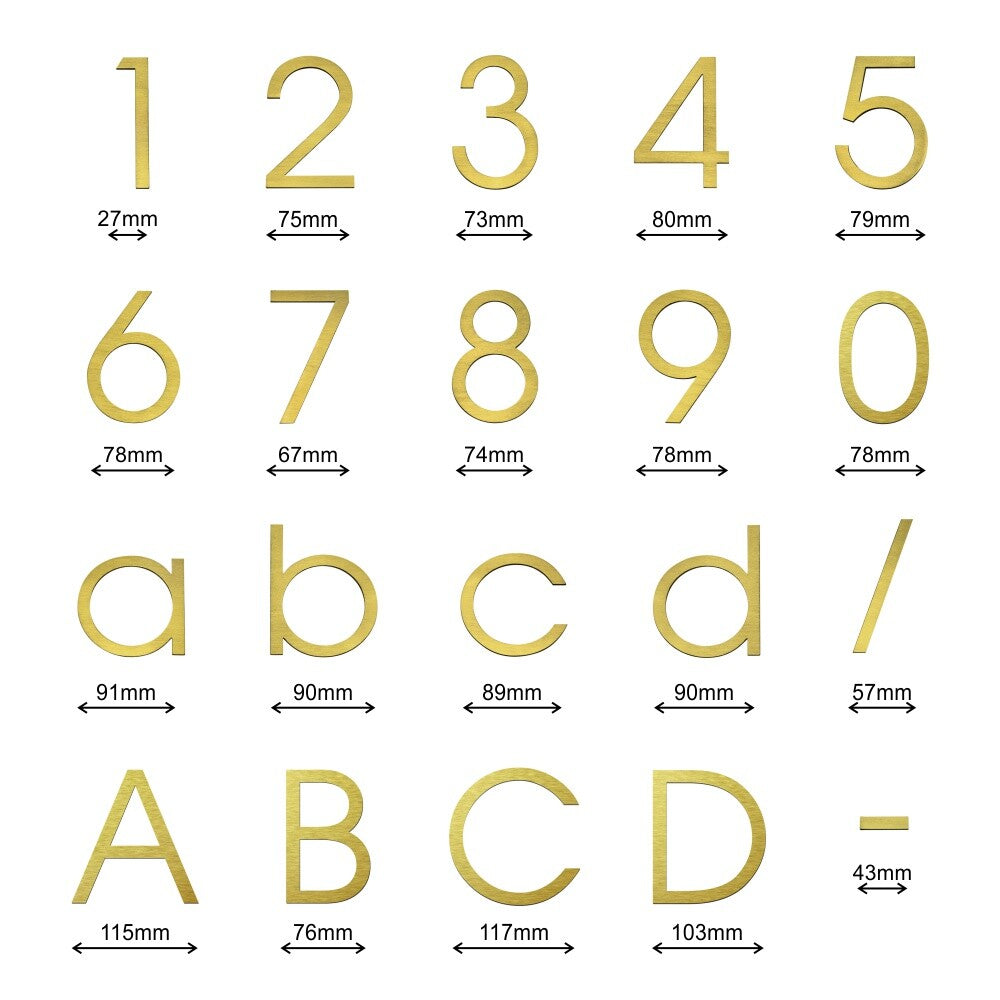 Stick on Slim House Numbers 120mm - Gold