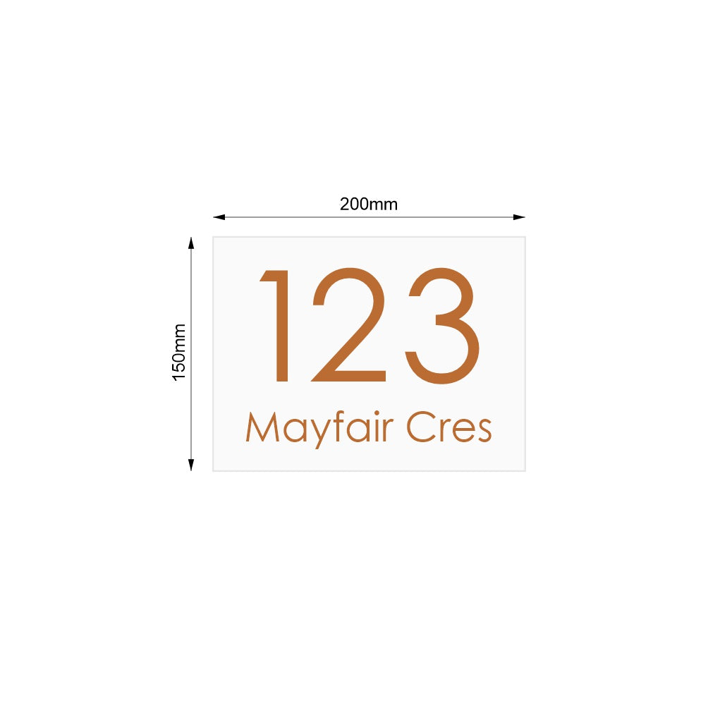 White Custom House Sign Small - Copper Decal