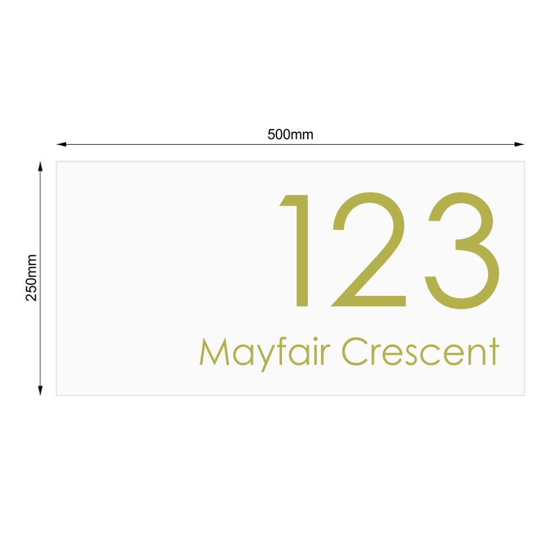 White Custom House Sign Extra Large - Gold Decal