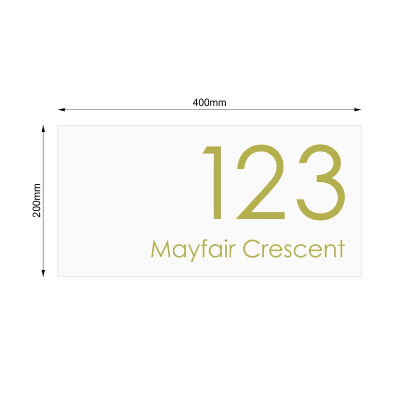 White Custom House Sign Large - Gold Decal