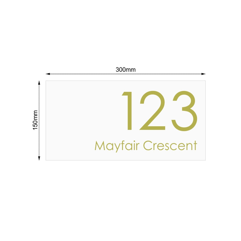 White Custom House Sign Medium - Gold Decal