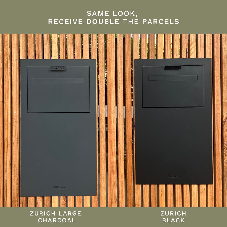 Zurich Large Parcel Fence/Brick Letterbox - Black