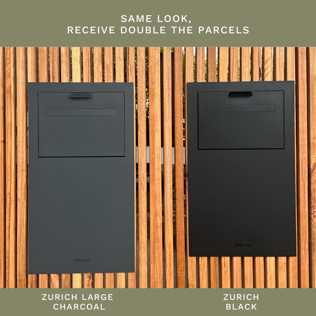 Zurich Large Parcel Fence/Brick Letterbox - Black