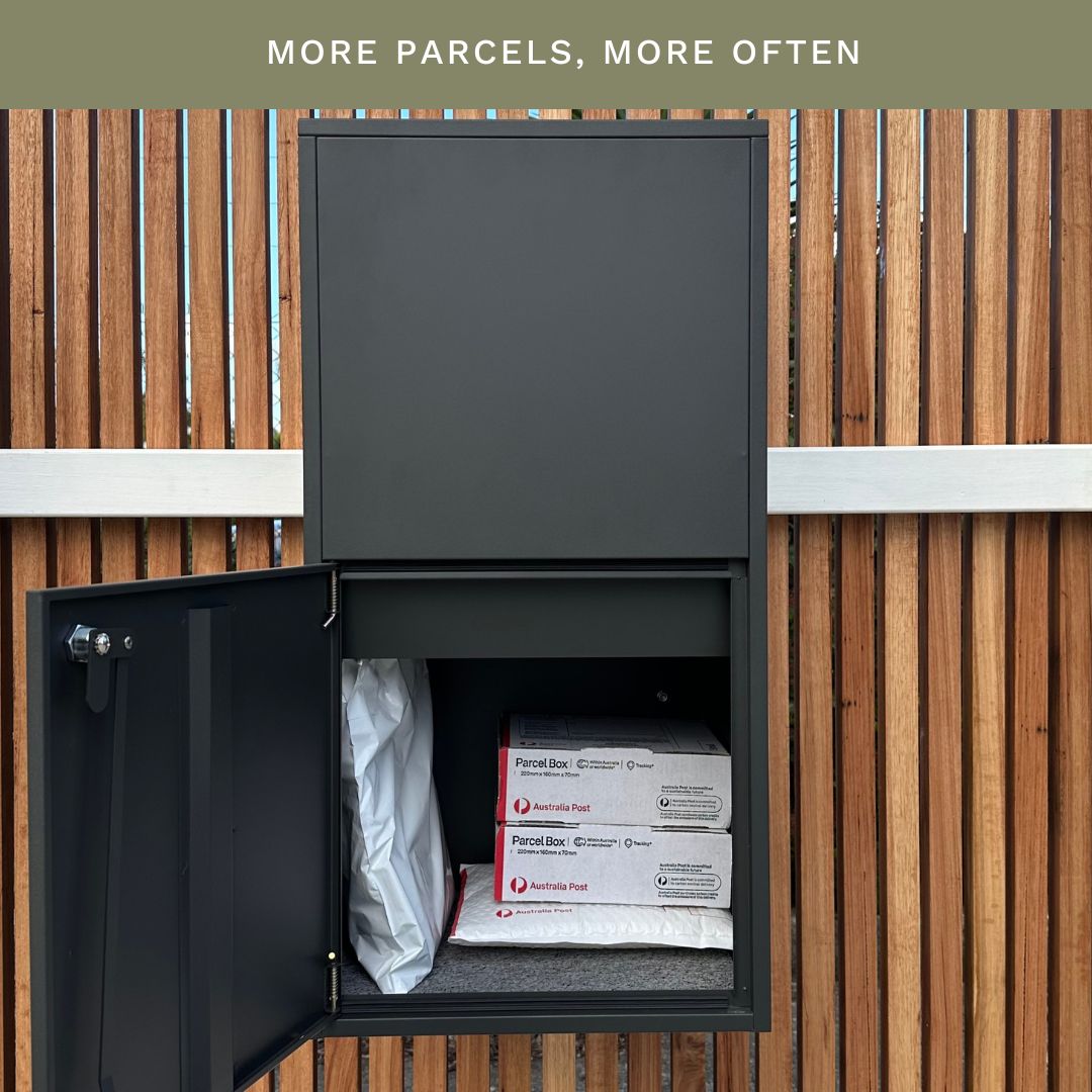 Zurich Large Parcel Fence/Brick Letterbox - Black