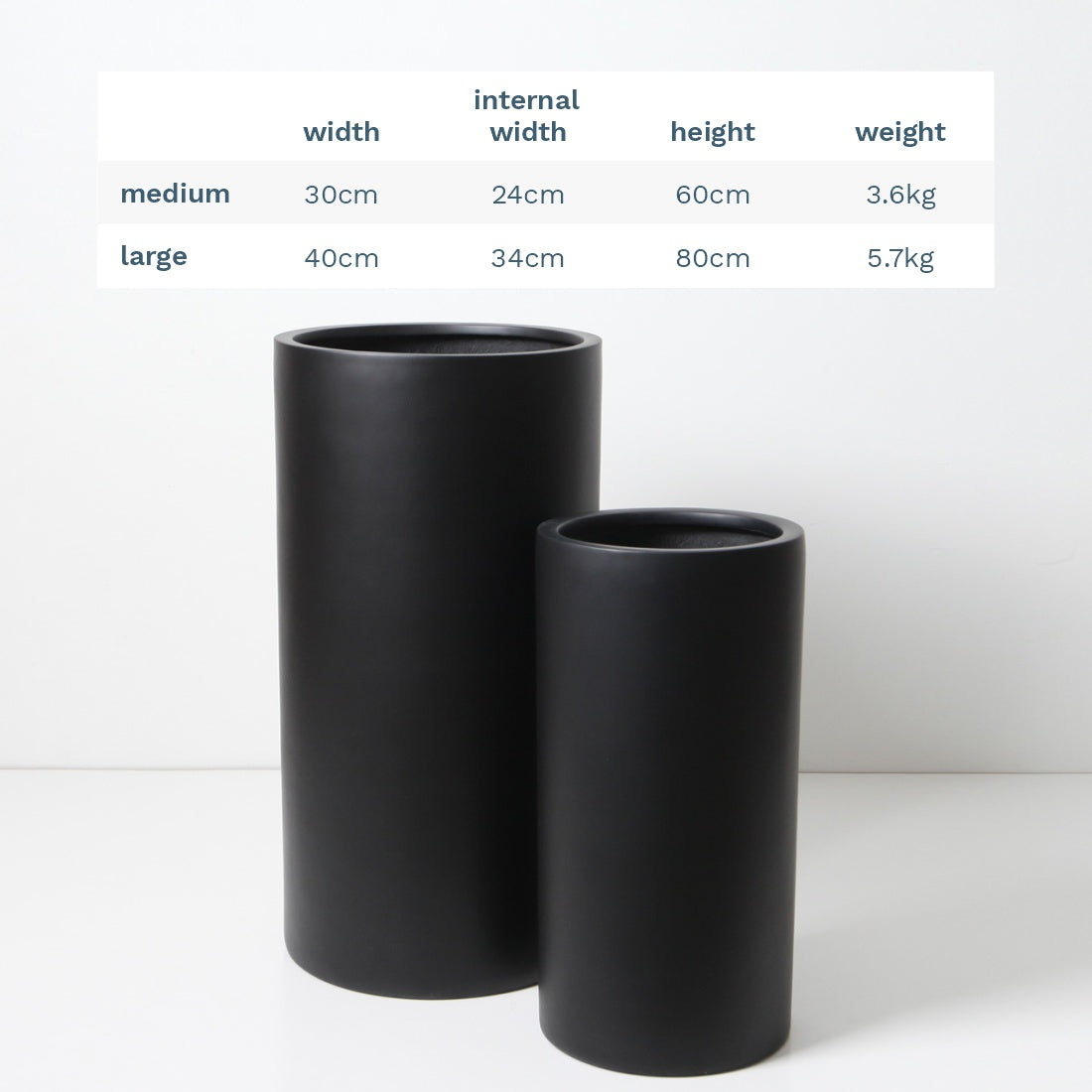 Bondi Tall Plant Pot - Black