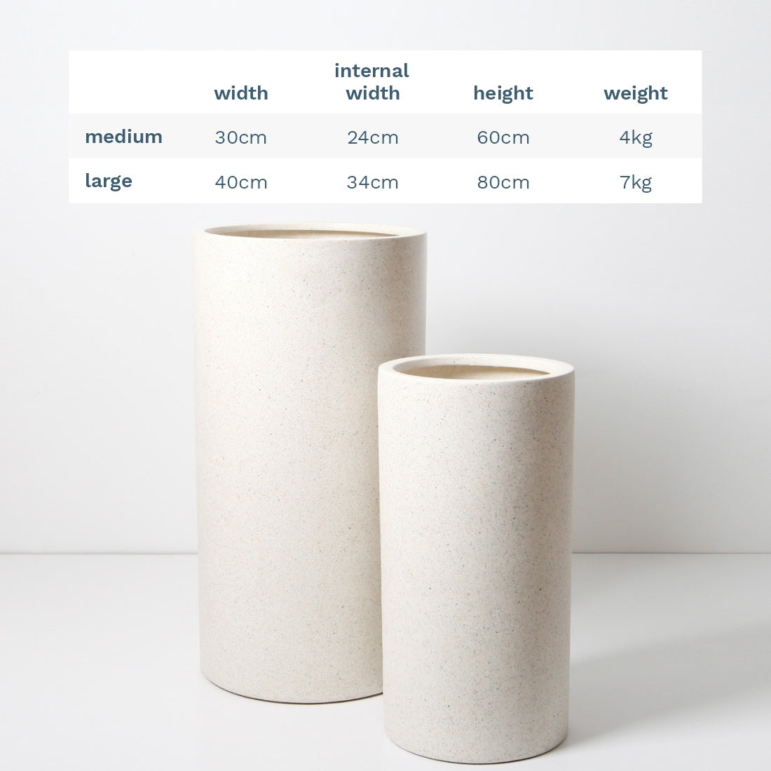 Bondi Tall Plant Pot - White Terrazzo