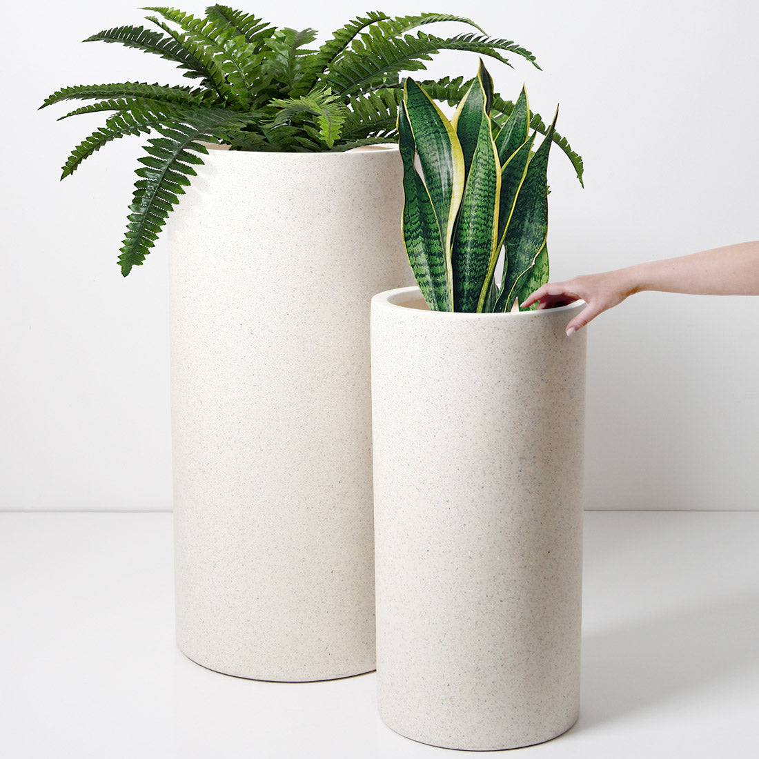 Bondi Tall Plant Pot - White Terrazzo