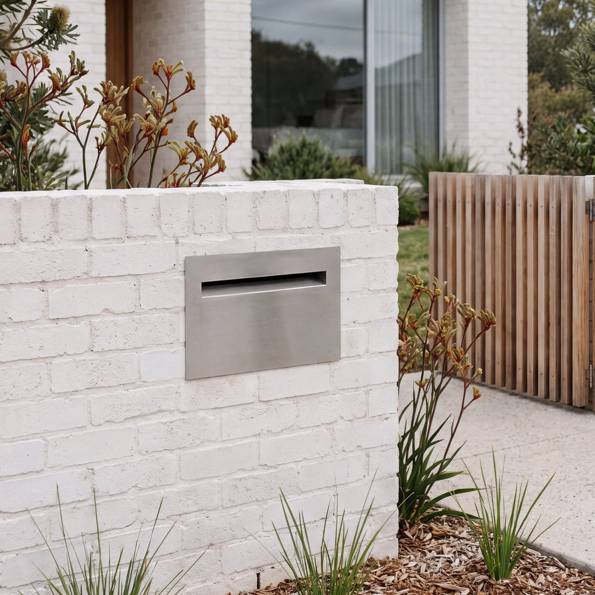 Palazzo Large A4 Fence Letterbox - Stainless Steel/Black