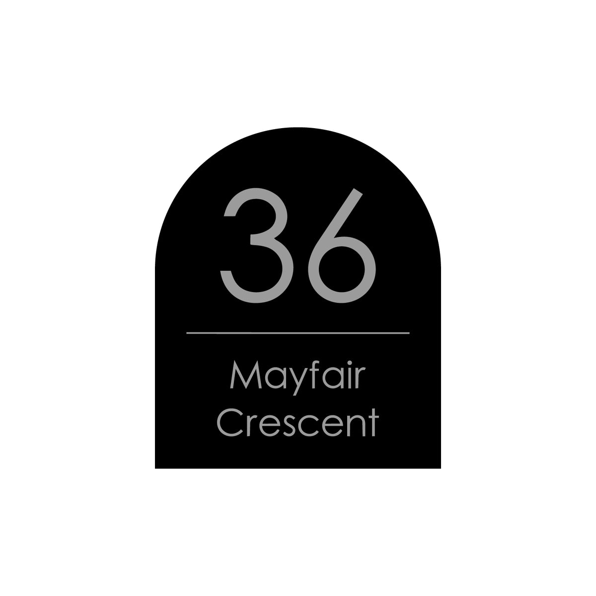 Black Custom House Sign Arch - Silver Decal