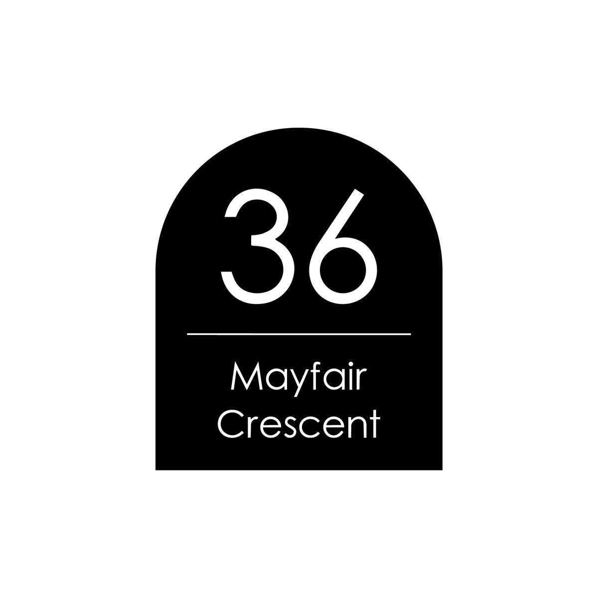 Black Custom House Sign Arch - White Decal