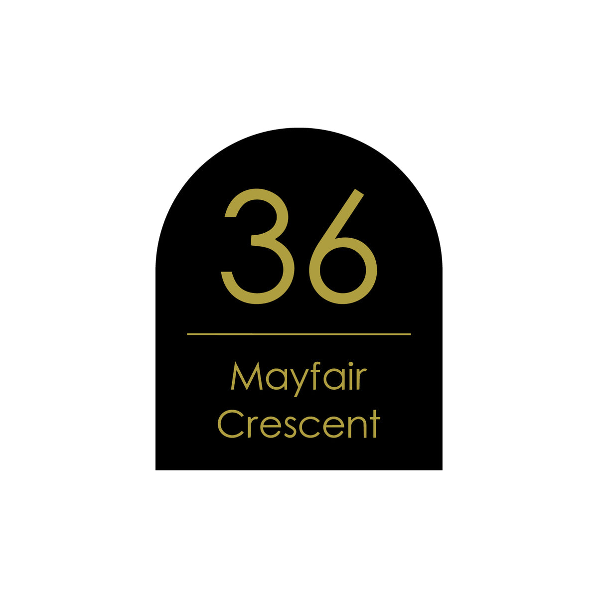 Black Custom House Sign Arch - Gold Decal