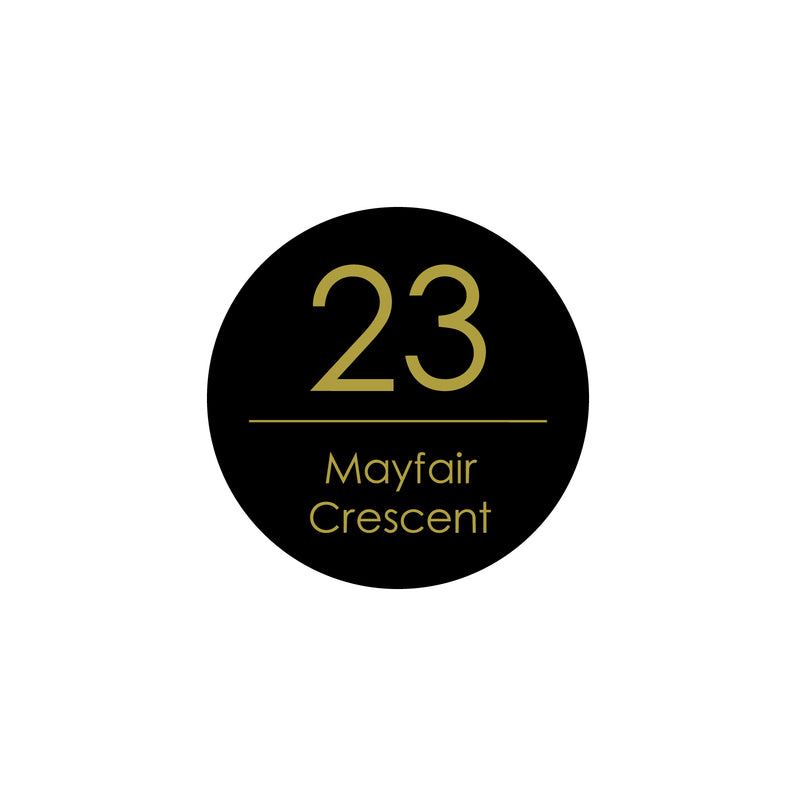 Black Custom House Sign Round - Gold Decal