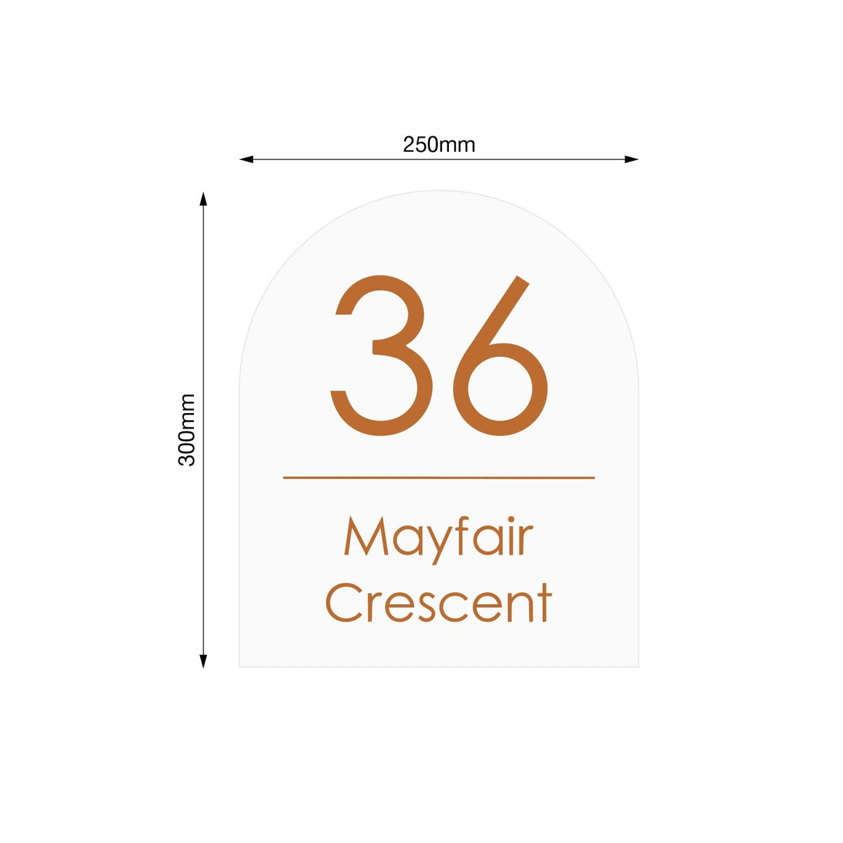 White Custom House Sign Arch - Copper Decal