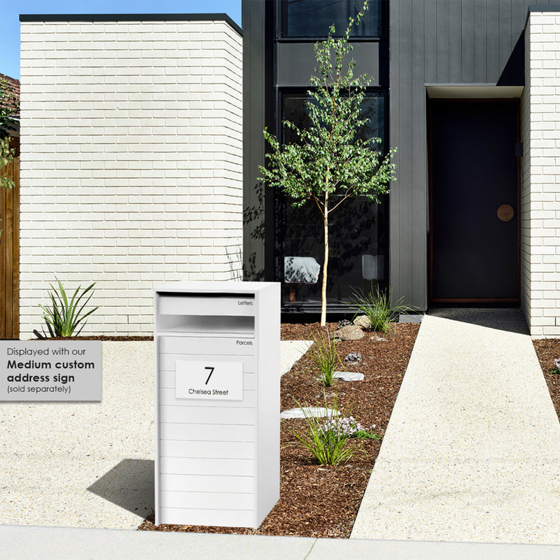 Hamilton Wide Parcel Pillar Letterbox - White