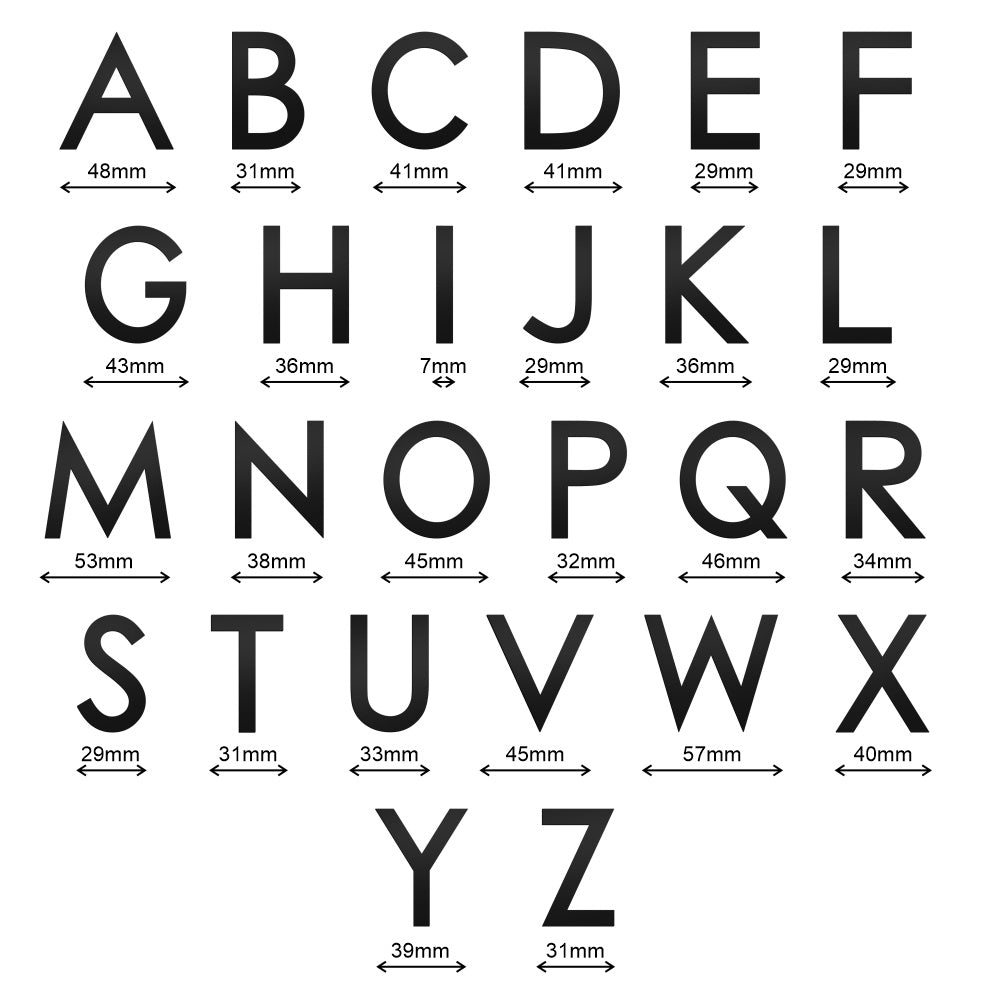 Stick On Medium Letters 50mm - Black
